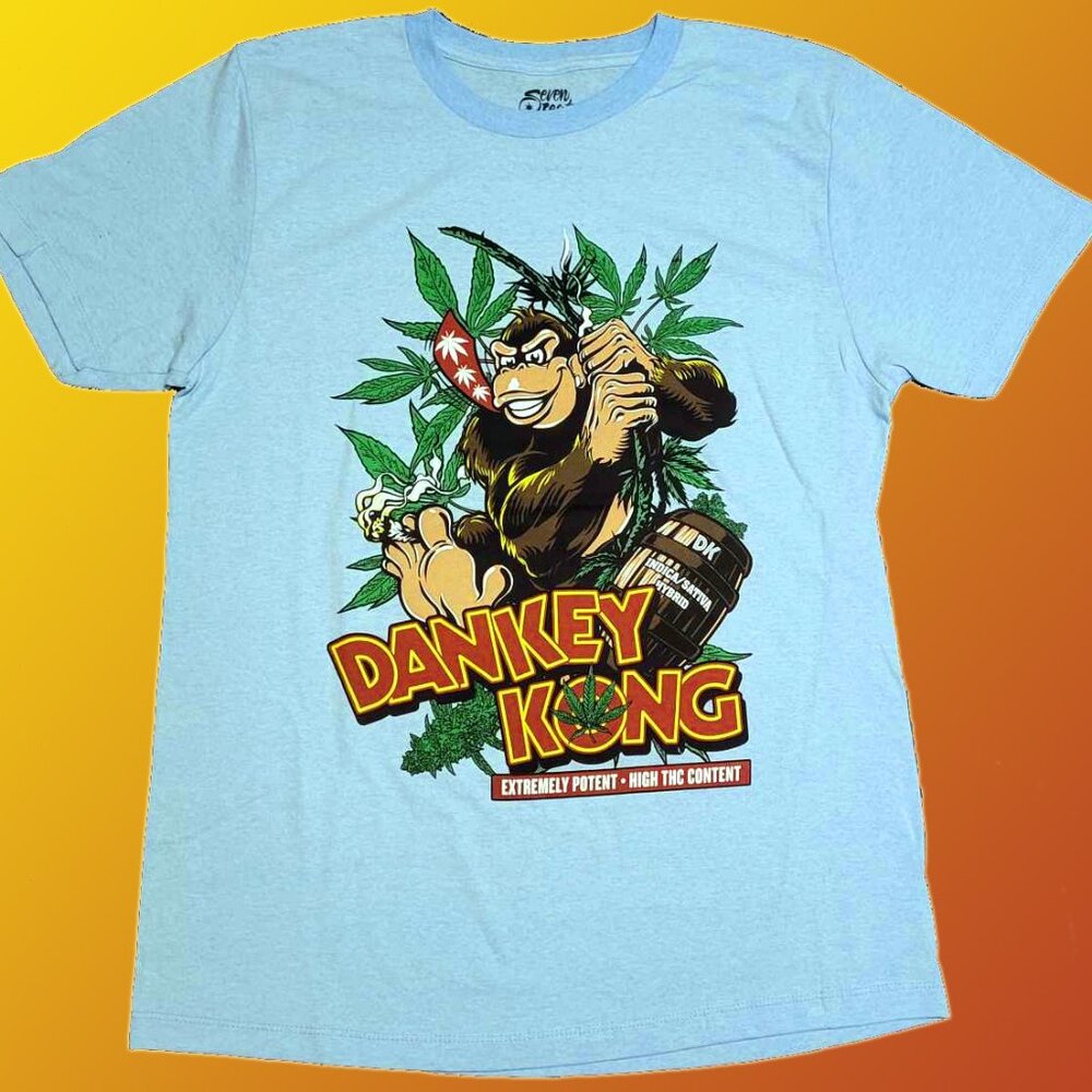 Dankey Kong Blue Heathered Seven Leaf Strain T-Shirt